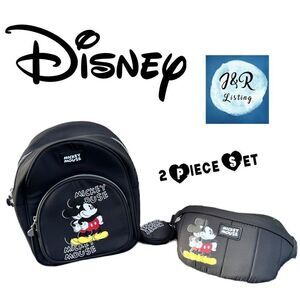 Disney Mickey Mouse Black Mini Backpack & Fanny Pack Set